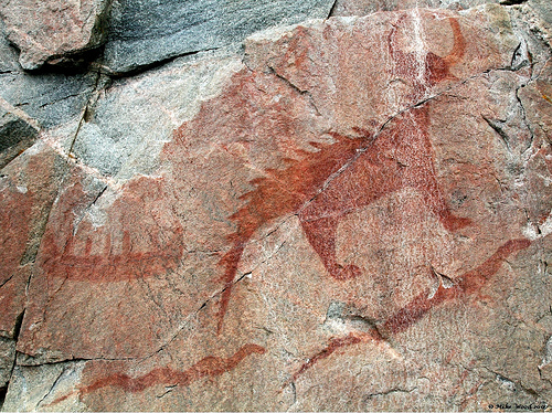 Agawa Rock Pictograph 2 恐竜壁画、古代の遺物に恐竜と見られる絵が。