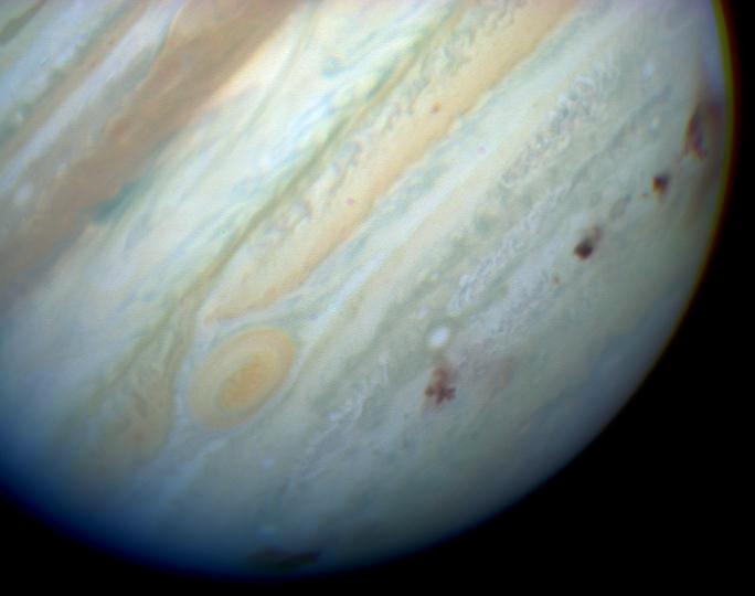 Jupiter showing SL9 impact sites シュメーカー・レヴィ第9彗星(ＳＬ9)、木星に刻まれた破壊の跡。