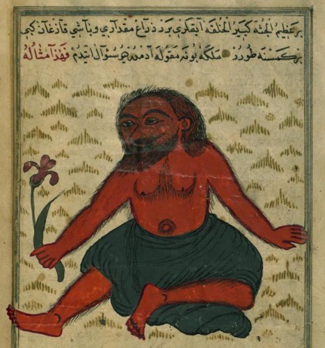 Muhammad ibn Muhammad Shakir Ruzmah i Nathani   The Monster of Gog and Magog   Walters W659190B   Full Page 467x500 ゴグとマゴグ、人間の血を引く悪魔。